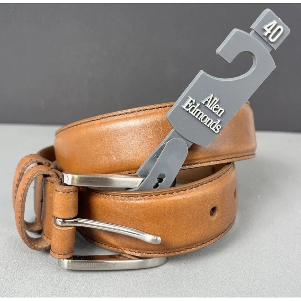 NWT ALLEN EDMONDS WIDE BASIC LEATHER BELT 39590 Mens Size 40 Color WALNUT USA